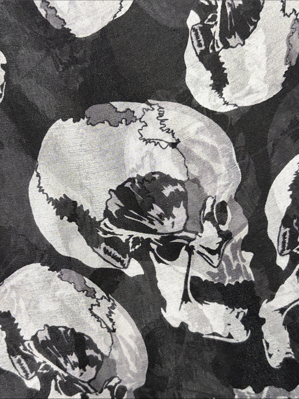 Large Scarf Black White Skull Camouflage Halloween Goth Punk Rock Semi Sheer - Picture 2 of 10